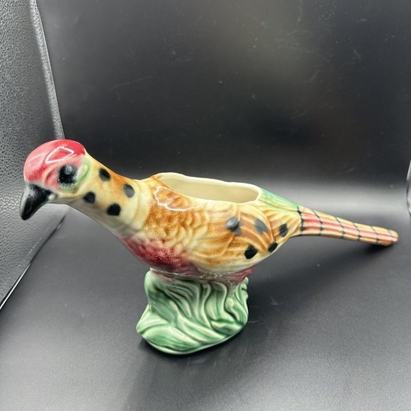 Vintage Bird Planter Pottery USA Ceramic Large 17"x8.5” Pheasant Marked Numbered - Picture 2 of 15